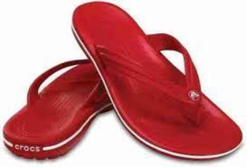 Crocs Crocband Flip Flops Sandals Bright Red White Beach Vacation Comfort 8M/10W